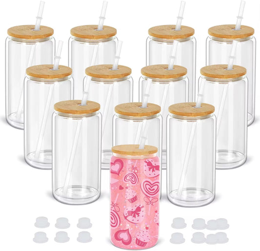 16oz Glass SnowGlobe Cup